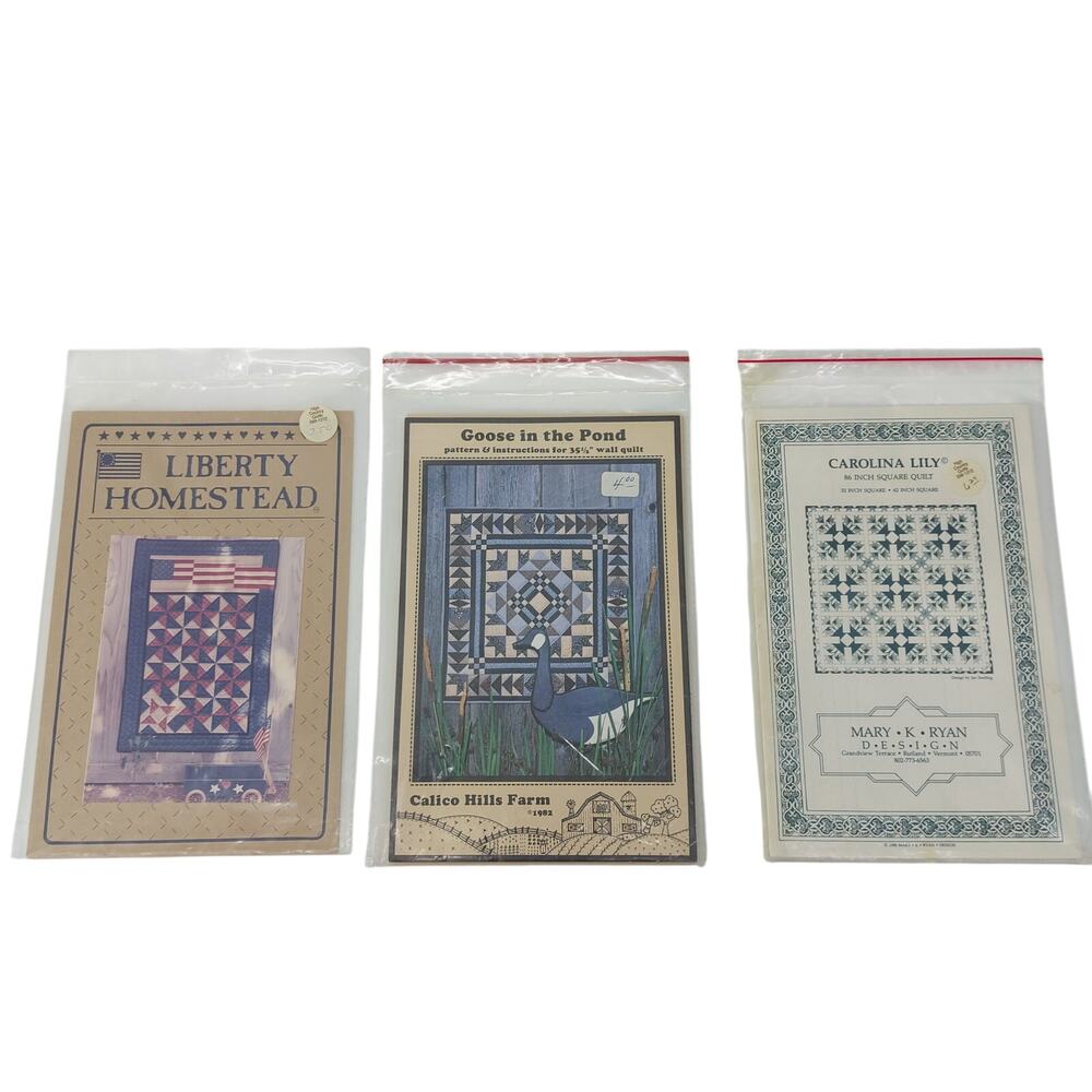 Quilt Patters set of 3 Carolina Lily Liberty Homestead Goose